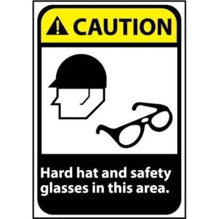 NATIONAL MARKER CO Caution Sign 14x10 Vinyl - Hard Hat and Safety Glasses Required CGA27PB
